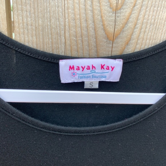 Black Top with White Lace Embroidered Sleeves - Picture 4 of 4